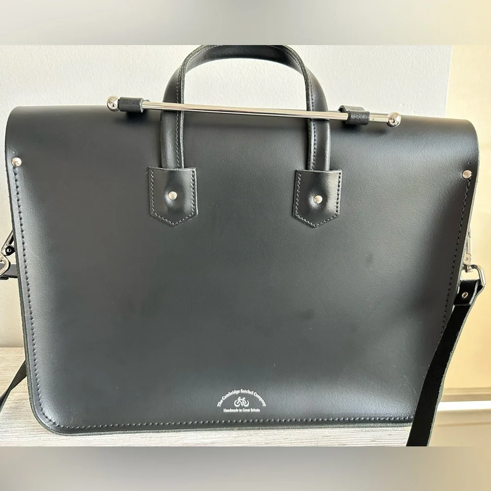The Cambridge Satchel Company Black Leather Briefcase with Top Handle